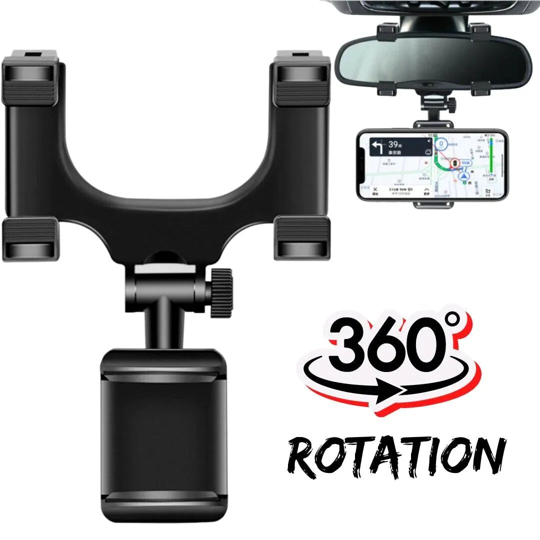 Universal 360 Rotation Car Rear View Mirror Mount Stand GPS Cell Phone Holder