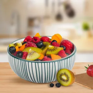 USHA SHRIRAM Ceramic Hand-Painted Bowl for Snacks & Dinner Microwave Safe | Refrigerator Safe | Scratch Resistant | Stain Proof | Dinnerware | Dinner Plate for Family Occasion (Design 2)