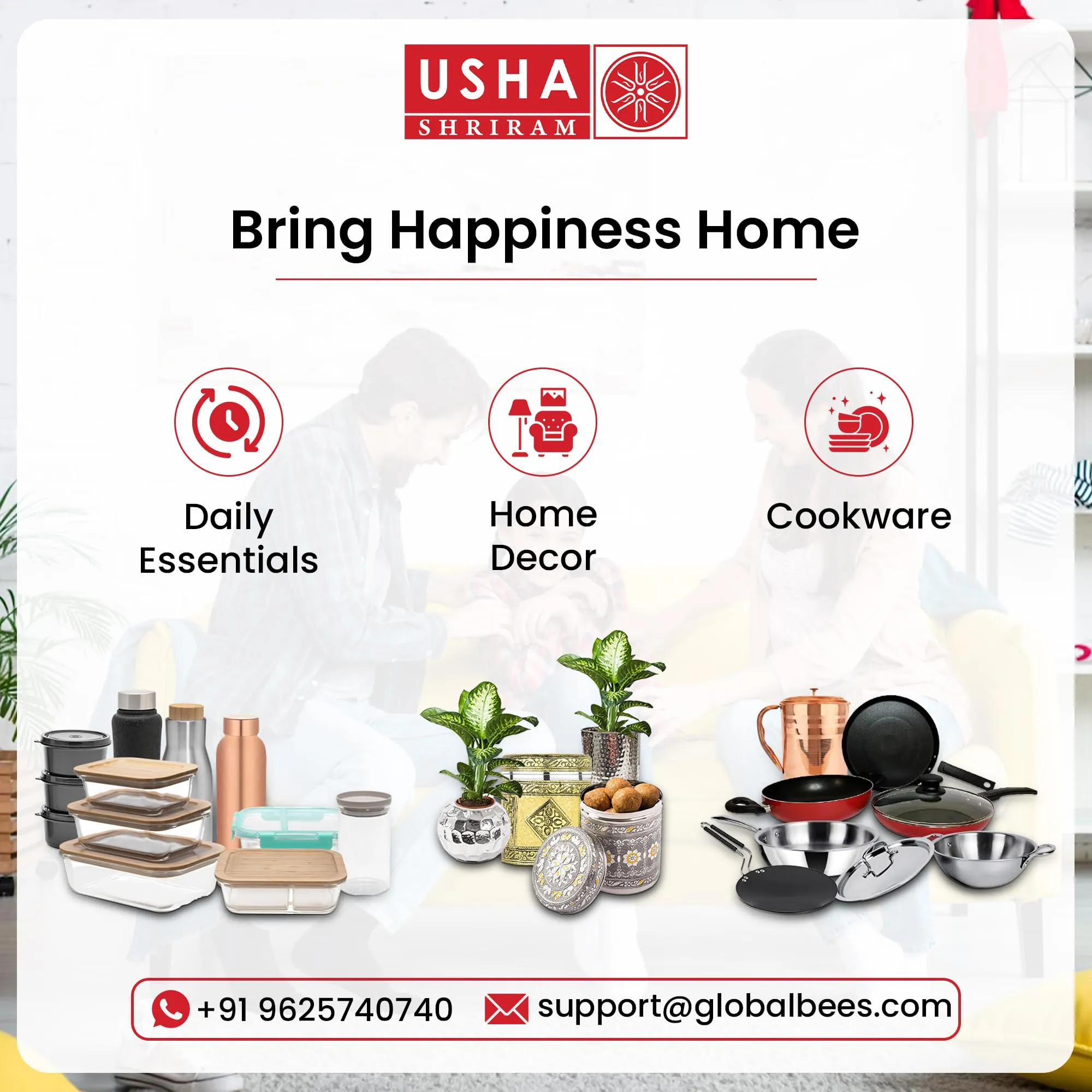 USHA SHRIRAM Ceramic Hand-Painted Bowl for Snacks & Dinner Microwave Safe | Refrigerator Safe | Scratch Resistant | Stain Proof | Dinnerware | Dinner Plate for Family Occasion (Design 2)