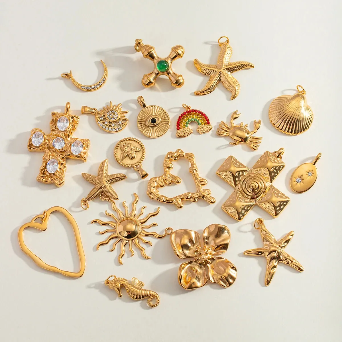 VAIGE Conch Sea Shell and Starfish Stainless Steel Charm for DIY Jewelry Crafting - Perfect for Handmade Necklaces and Unique Accessories