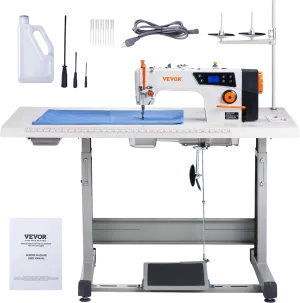 Vevor Industrial Sewing Machine 550W Heavy-Duty Lockstitch 5000 S.P.M Clear Control Panel and Table Stand New